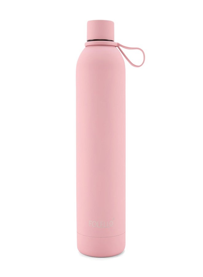 FOLELLO 750ml Vacuum Insulated Flask Water Bottle | Double Walled Stainless Steel | Keeps Drinks Cold & Hot | Leakproof Hydroflask Water Bottle for Kids, School, Gym, Office, Travel (Pink) 25oz - Image 1